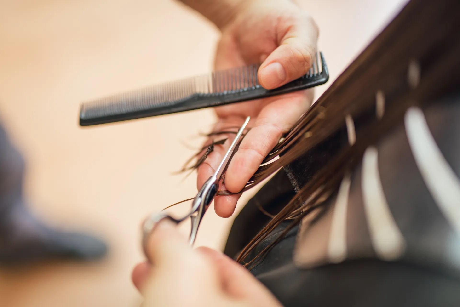 Coupe de cheveux réalisée dans un salon de coiffure