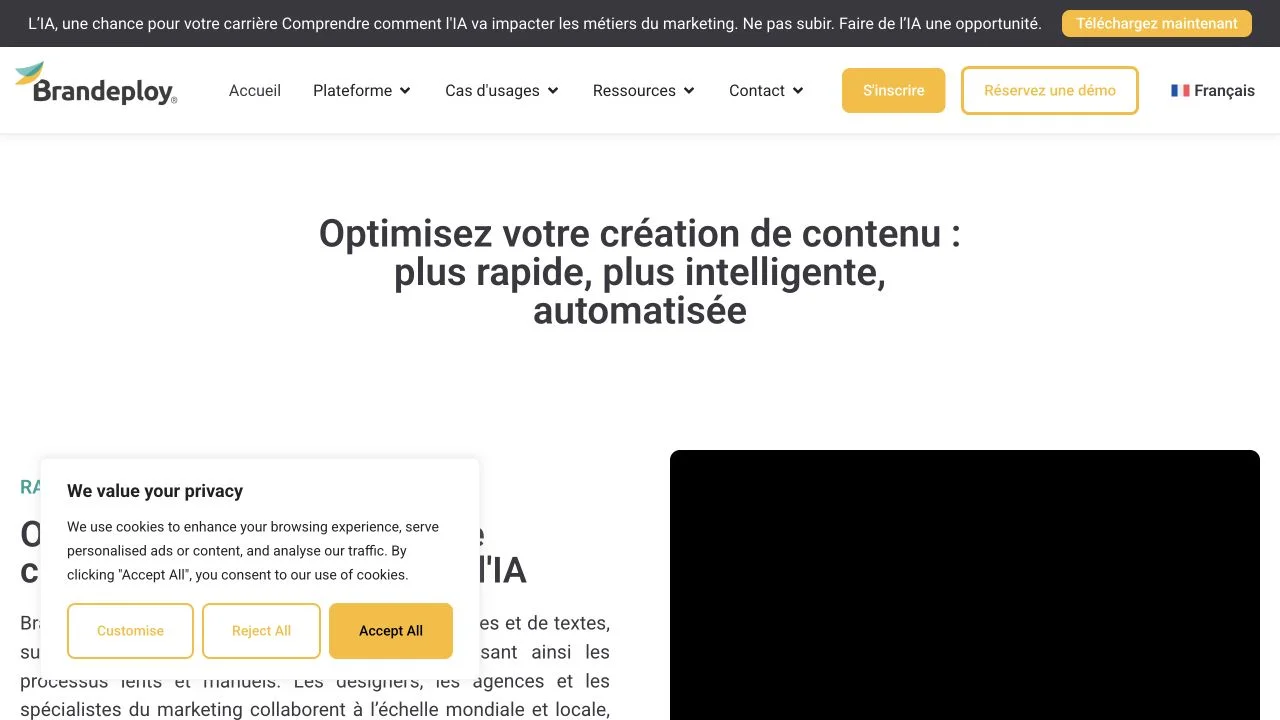 Capture de la page d’accueil de Brandeploy