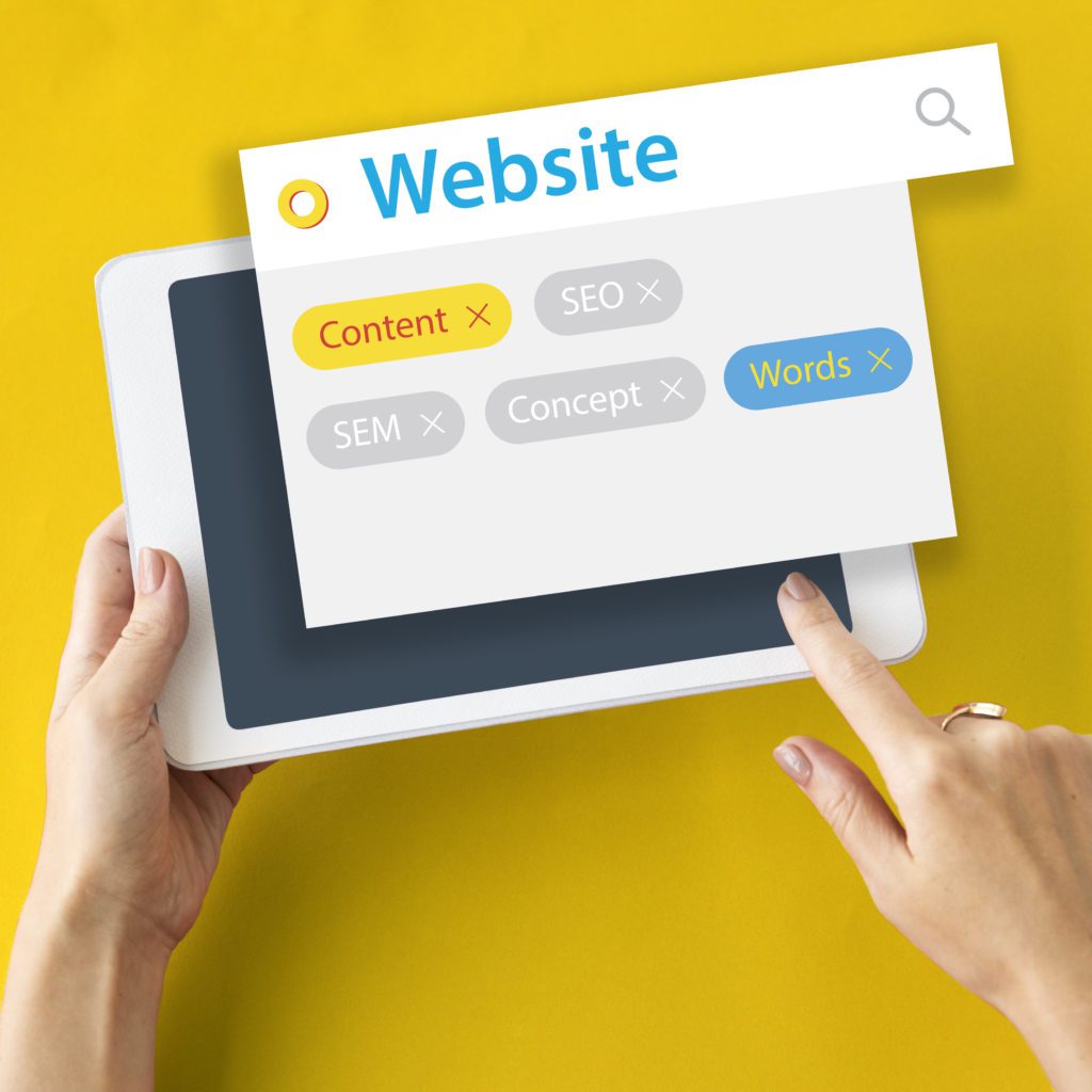 Illustration des contenus et mots-clés d’un site web
